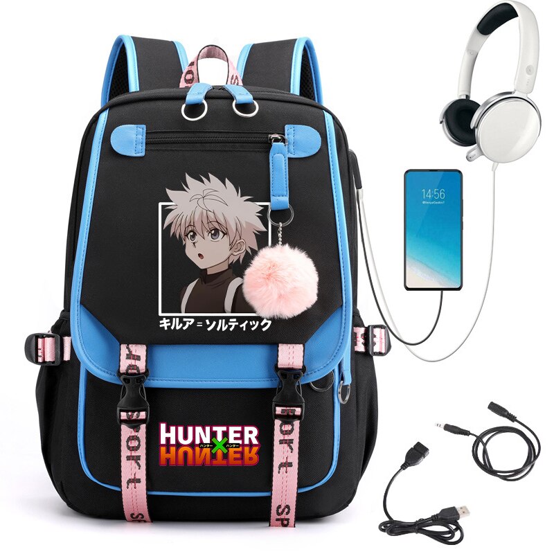 Hunter X Hunter Anime Cartoon Graphic Print Backpack with Laptop Pocket 