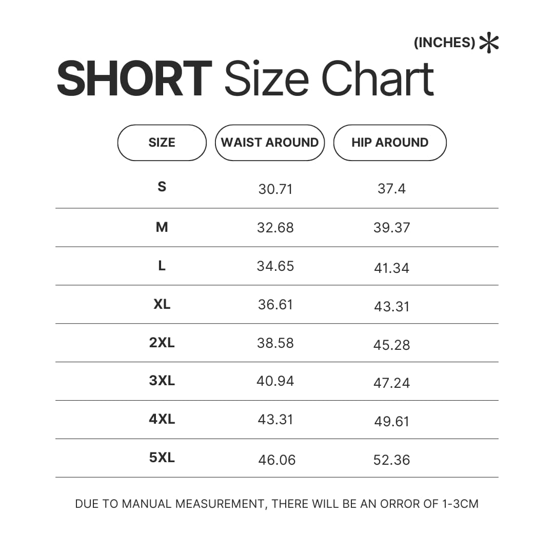 Short Size Chart - Hunter X Hunter Store